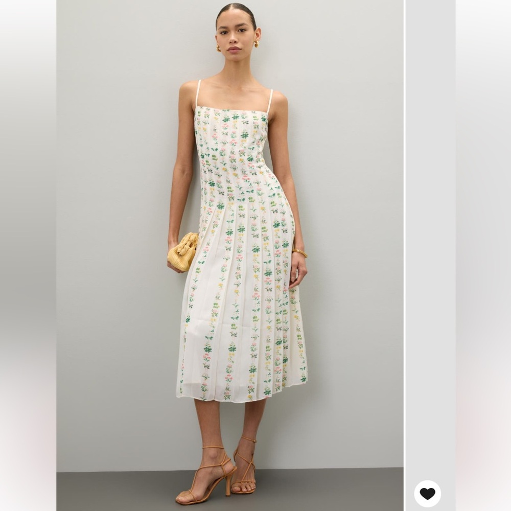 Adam Lippes Floral Pleated Midi Dress